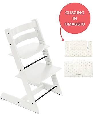 Stokke Beech Wood Tripp Trapp High Chair White + Wheat Cream Cushion For Free! High Chairs