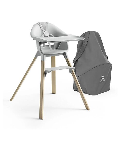 Stokke Clikk High Chair - Cloud Grey - From 6 Months to 3 Years - Solid Wood High Chairs