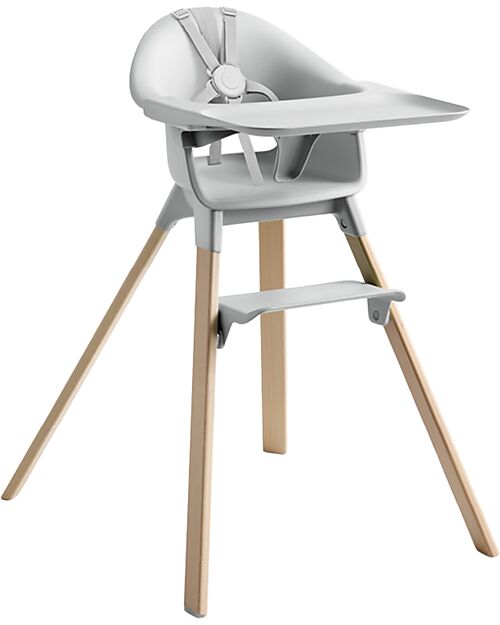 Stokke Clikk High Chair - Cloud Grey - From 6 Months to 3 Years - Solid Wood High Chairs