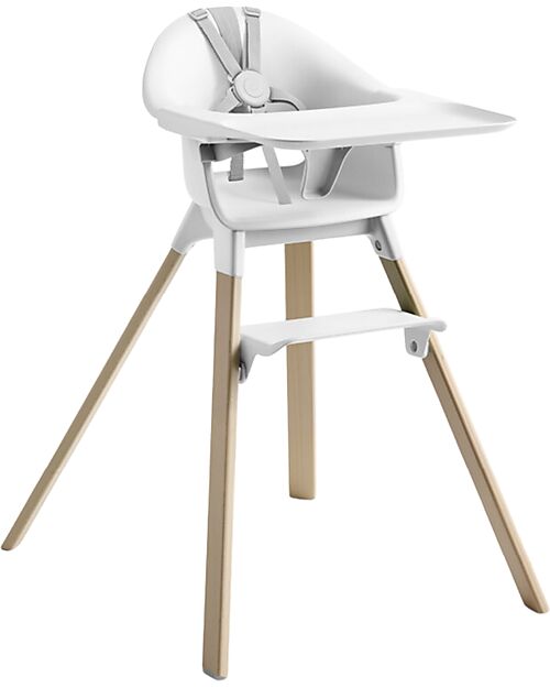 Stokke Clikk High Chair - White - From 6 Months to 3 Years - Solid Wood High Chairs