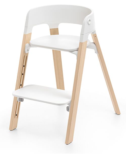 Stokke Convertible Steps High Chair with Baby Set Tray and Harness - White and Natural - From 6 Months High Chairs