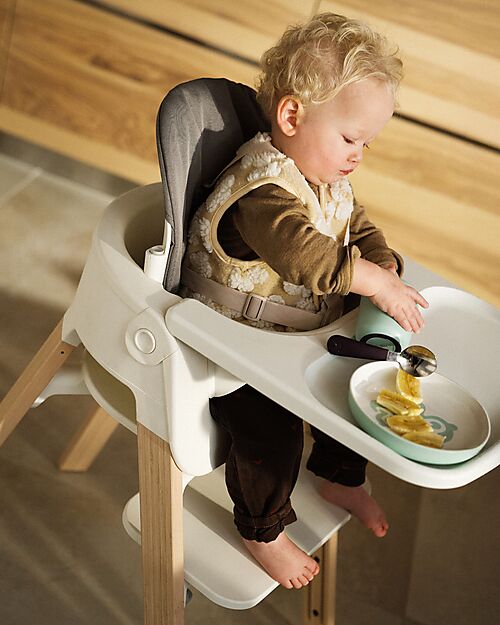 Stokke Convertible Steps High Chair with Baby Set Tray and Harness - White and Natural - From 6 Months High Chairs
