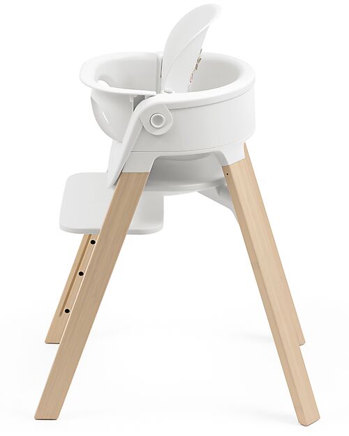 Stokke Convertible Steps High Chair with Baby Set Tray and Harness - White and Natural - From 6 Months High Chairs