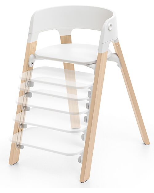 Stokke Convertible Steps High Chair with Baby Set Tray and Harness - White and Natural - From 6 Months High Chairs
