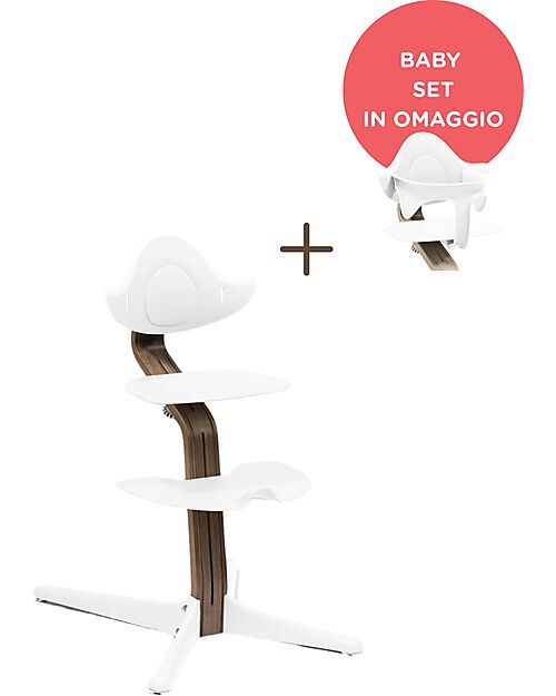 Stokke Evolutive Chair Nomi - White - Walnut - Baby Set for FREE! High Chairs