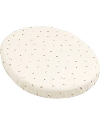 Stokke Fitted Sheet for Evolutive Bed Sleepi V3 - Flower Ecru - 100% Cotton Cradle Bed Linen