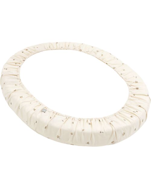 Stokke Fitted Sheet for Evolutive Bed Sleepi V3 - Flower Ecru - 100% Cotton Cradle Bed Linen