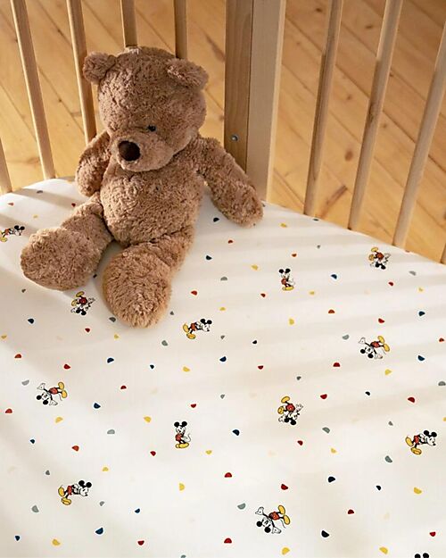 Stokke Fitted Sheet for Evolutive Bed Sleepi V3 - Mickey Celebration - 100% Cotton Bed Sheets and Pillow Cases