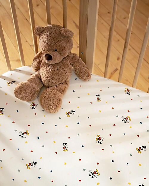 Stokke Fitted Sheet for Evolutive Crib Sleepi Mini - Mickey Celebration - 100% Cotton Cradle Bed Linen