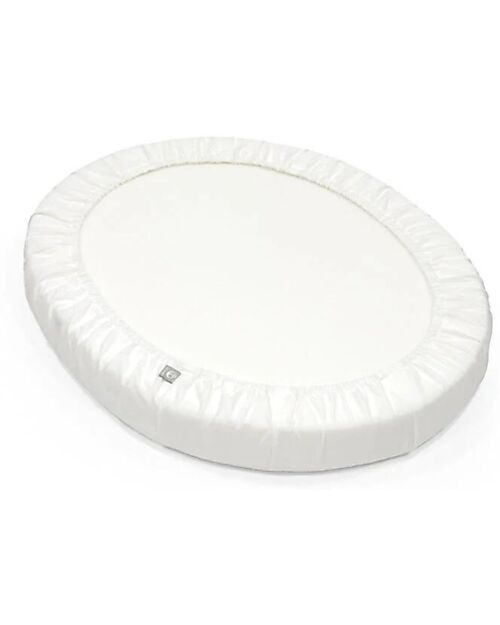 Stokke Fitted Sheet for Evolutive Crib Sleepi Mini - White - 100% Cotton Cradle Bed Linen