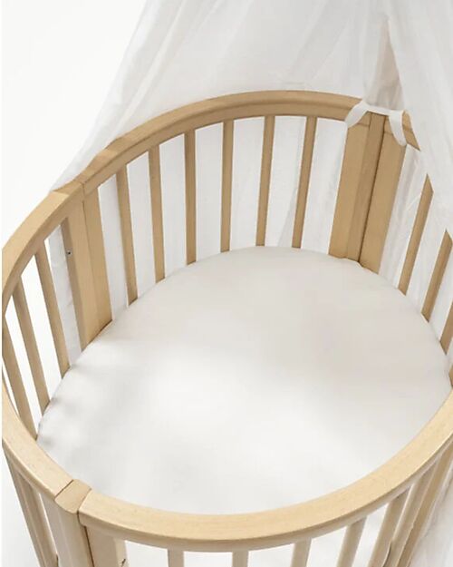 Stokke Fitted Sheet for Evolutive Crib Sleepi Mini - White - 100% Cotton Cradle Bed Linen