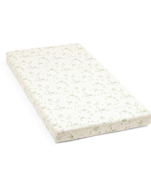 Stokke Fitted Sheet for Nighti Bed - Sage Green Map - Organic Cotton Bed Sheets and Pillow Cases