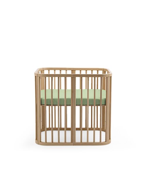 Stokke Fitted Sheet for Nighti Mini Crib - Sage Green - Organic Cotton Bed Sheets and Pillow Cases
