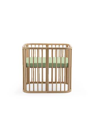 Stokke Fitted Sheet for Nighti Mini Crib - Sage Green - Organic Cotton Bed Sheets and Pillow Cases