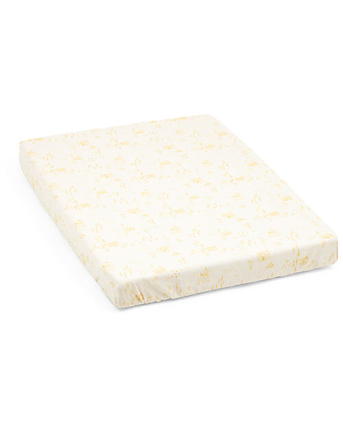 Stokke Fitted Sheet for Nighti Mini Crib - Sunset Yellow Map - Organic Cotton (OCS) Bed Sheets and Pillow Cases