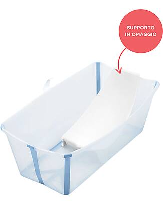 Stokke Flexi Bath Foldable Tub with Free Support - Ocean - for Infants and Children Baby Bath Tubs and Accessories
