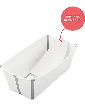 Stokke Flexi Bath Foldable Tub with Free Support - White - for Infants and Children Baby Bath Tubs and Accessories