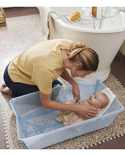 Stokke Flexi Bath XL Bathtub- With Support for Newborns - Ocean Blue Baby Bath Tubs and Accessories