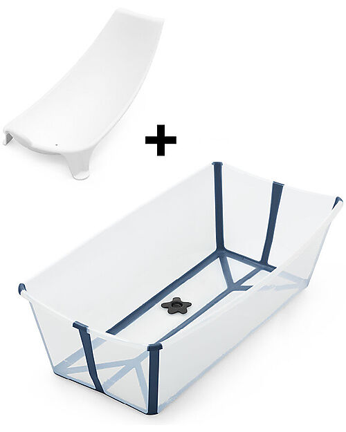 Stokke Flexi Bath XL Bathtub- With Support for Newborns - Trasparent Blue Baby Bath Tubs and Accessories