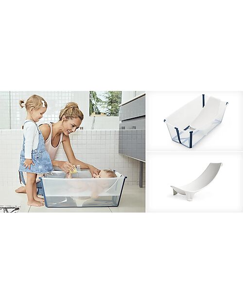 Stokke Foldable Bathtub - Flexi Bath - Transparent Blue Baby Bath Tubs and Accessories