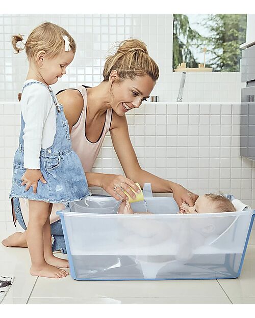 Stokke Foldable Bathtub with Support - For Newborn and Toddlers - Ocean Blue Baby Bath Tubs and Accessories
