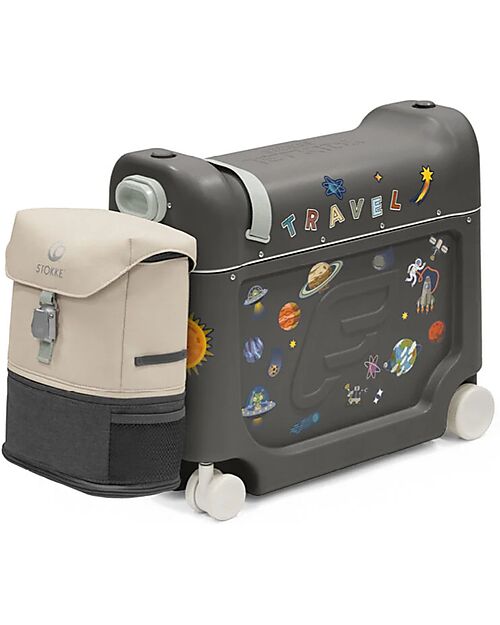 Stokke JetKids Ride-On Suitcase + Expandable Backpack Travel Set - Midnight Grey Travel Bags