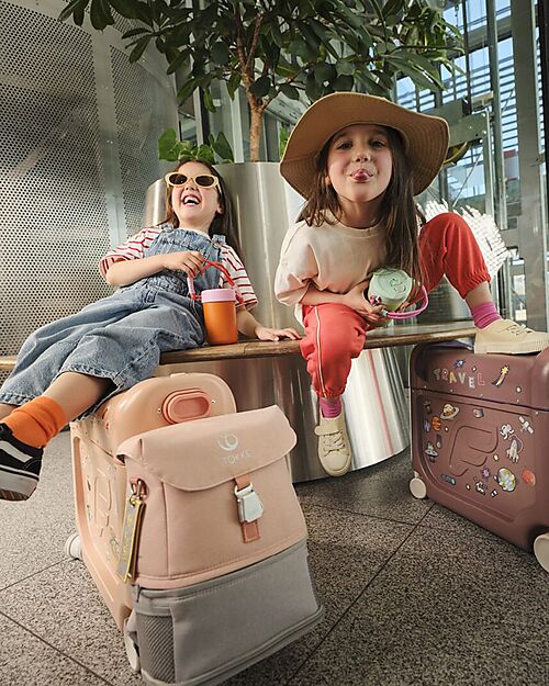 Stokke JetKids Travel Set Ride-On Suitcase + Expandable Backpack - Coral Pink Travel Bags