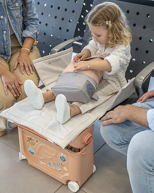 Stokke JetKids Travel Set Ride-On Suitcase + Expandable Backpack - Coral Pink Travel Bags