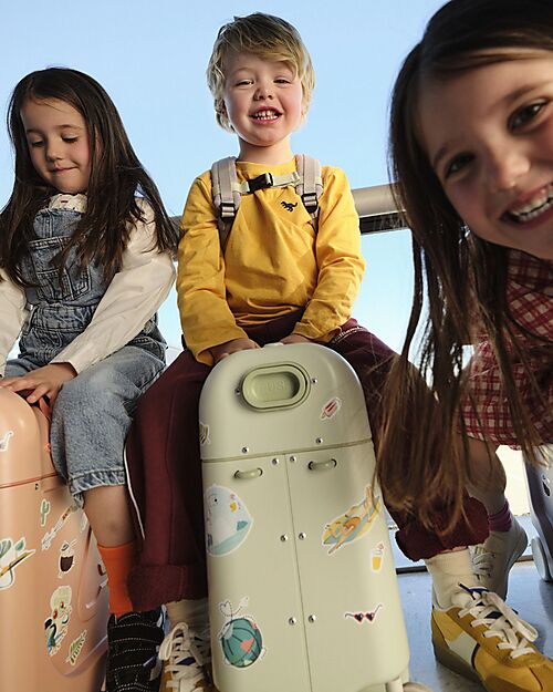 Stokke JetKids Travel Set Ride-on Suitcase + Expandable Backpack - Moonglow White Travel Bags