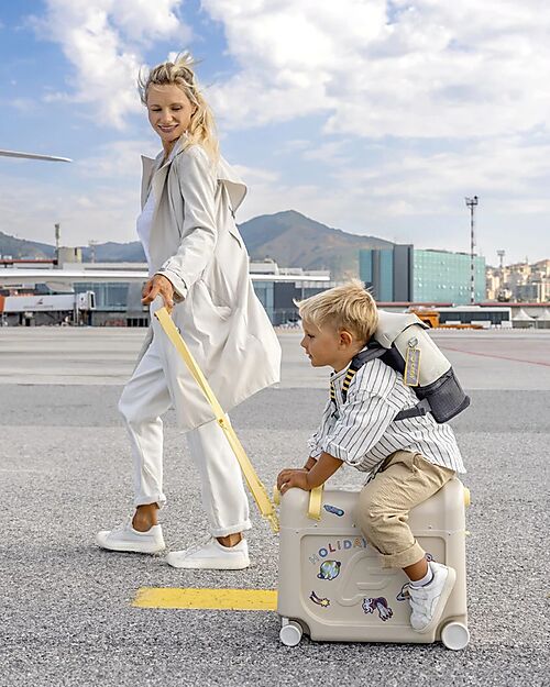 Stokke JetKids Travel Set Ride-on Suitcase + Expandable Backpack - Moonglow White Travel Bags