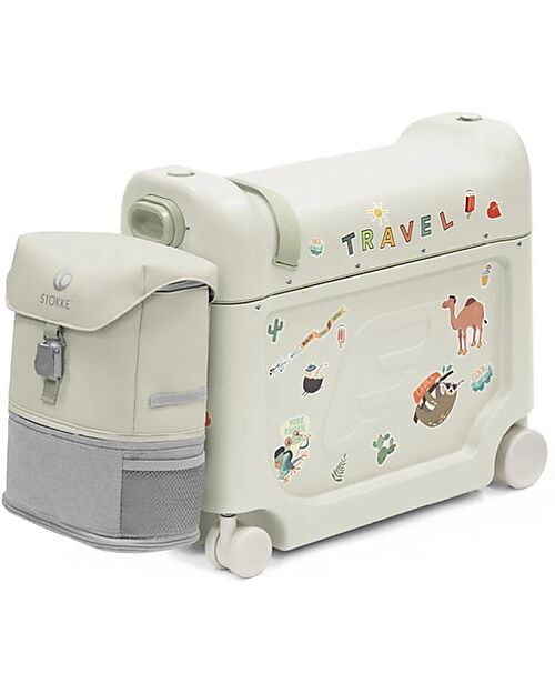 Stokke JetKids Travel Set Ride-on Suitcase + Expandable Backpack - Moonglow White Travel Bags