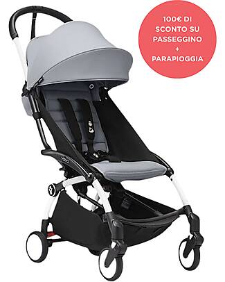Stokke Offer YOYO3 Stroller White Frame and Stone Seat - Raincover Lights Strollers