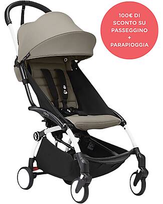 Stokke Offer YOYO3 Stroller White Frame and Taupe Seat - Raincover Lights Strollers