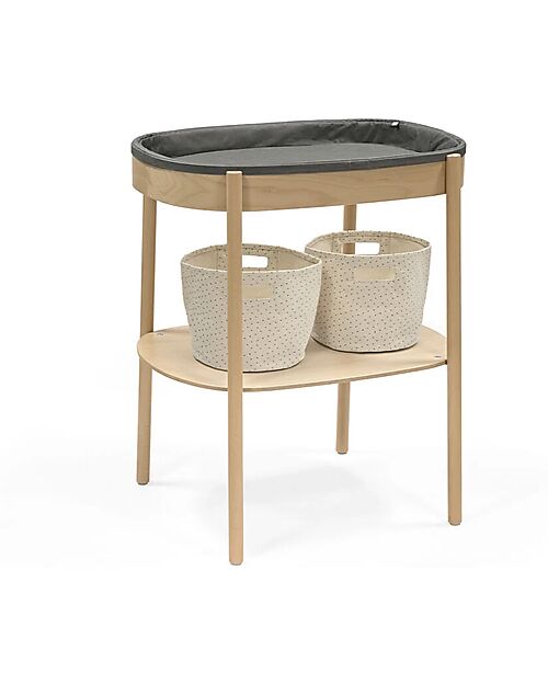 Stokke Oval Sleepi Changing Table - Naturale - Included Padded Mattress - Made with Beech Wood Changing Tables