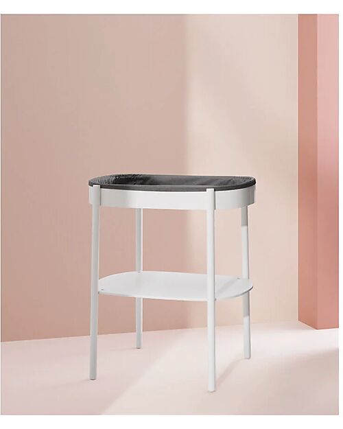 Stokke Oval Sleepi Changing Table - White - Included Padded Mattress - Made with Beech Wood Changing Tables