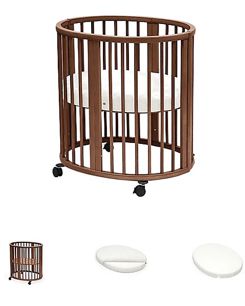 Stokke Sleepi Mini Pack - Brown Crib + Mattress + White Sheet Cribs & Moses Baskets