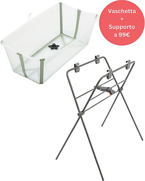 Stokke Special Offer Foldable Bathtub Flexi Bath Green + Stand Baby Bath Tubs and Accessories