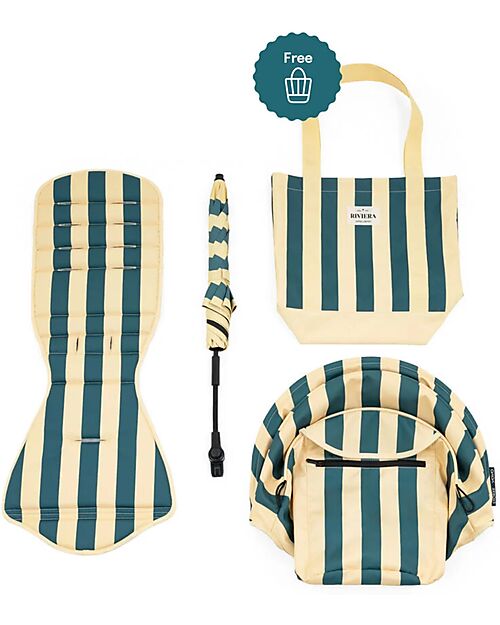 Stokke Summer Kit Riviera Collection - Monaco - Stroller Cover for YOYO3 + Free Sunshade and Bag Lights Strollers