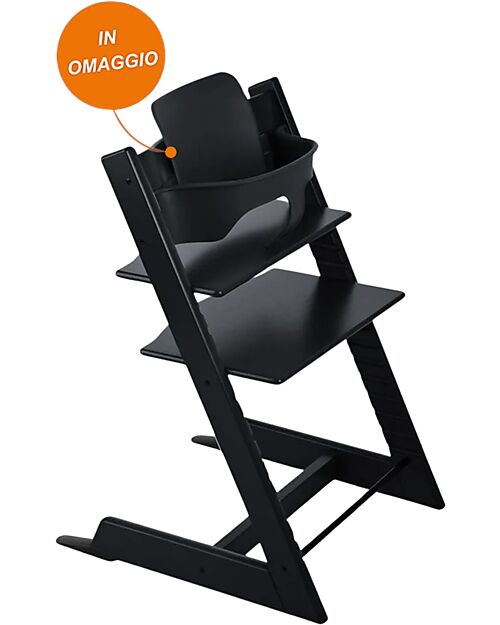 Stokke Tripp Trapp High Chair - Black - Beech Wood - Baby Set in OMAGGIO! High Chairs