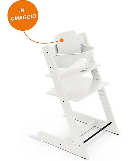 Stokke Tripp Trapp High Chair - White - Beech Wood - Baby Set in OMAGGIO! High Chairs