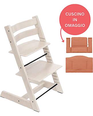 Stokke White Tripp Trapp + Terracotta Cushion for Free! High Chairs