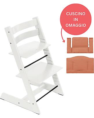 Stokke White Tripp Trapp + Terracotta Cushion for Free! High Chairs