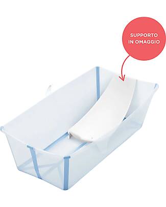 Stokke XL Flexi Bath Foldable Tub with Free Support - Ocean - for Infants and Children Baby Bath Tubs and Accessories