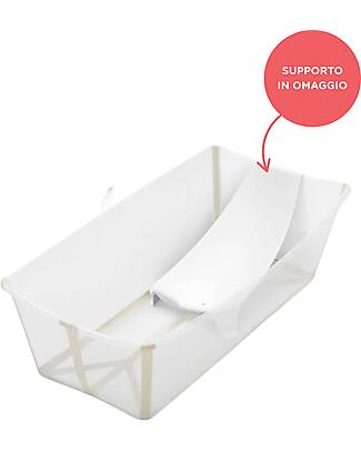 Stokke XL Flexi Bath Foldable Tub with Free Support - Sandy - for Infants and Children Baby Bath Tubs and Accessories