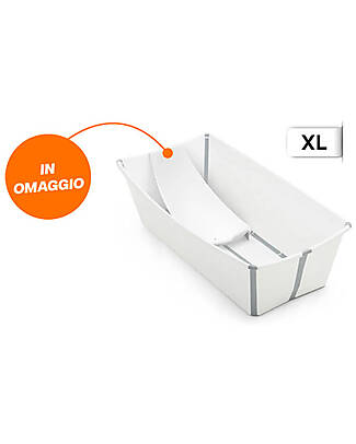 Stokke XL Flexi Bath Foldable Tub with Free Support - White - for Infants and Children Baby Bath Tubs and Accessories