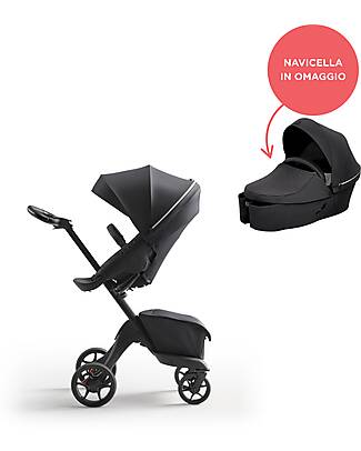 Stokke Xplory X Stroller - Rich Black + Carry Cot for Free Pushchairs