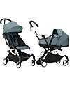 Stokke YOYO 3  Stroller Duo - White Frame + Aqua Bassinet 0+ and textile 6+  Trio and Duo Strollers