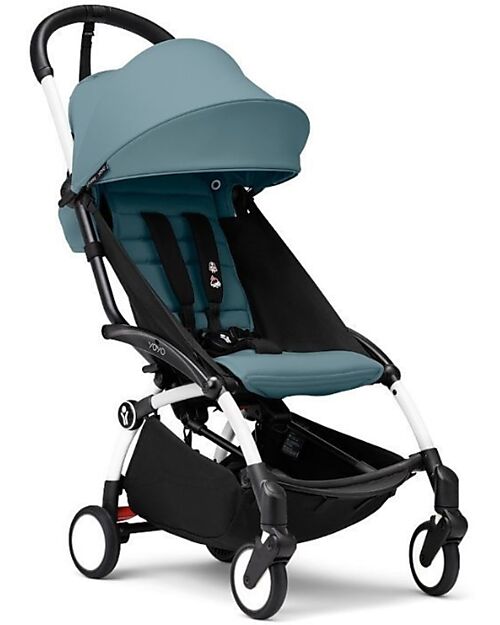 Stokke YOYO 3  Stroller Duo - White Frame + Aqua Bassinet 0+ and textile 6+  Trio and Duo Strollers