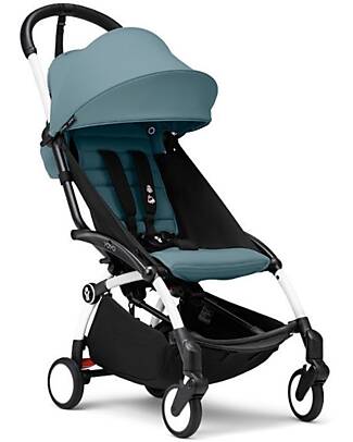 Stokke YOYO 3 Stroller Duo - White Frame + Aqua Bassinet 0+ and textile 6+ Trio and Duo Strollers