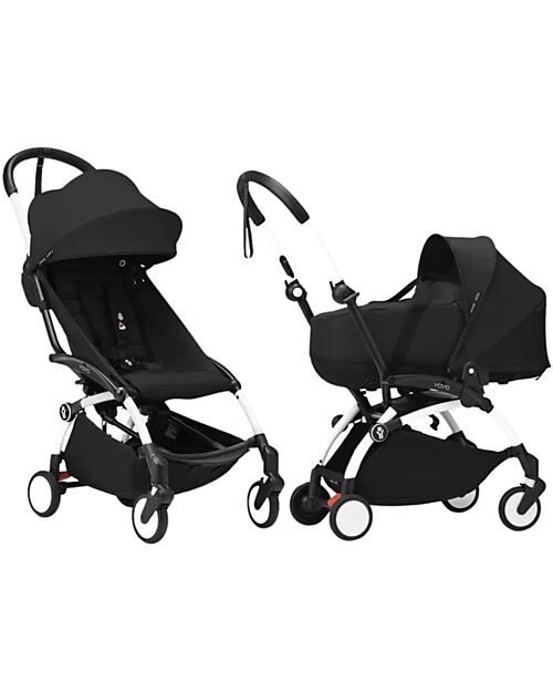 Stokke YOYO 3  Stroller Duo - White Frame + Black Bassinet 0+ and textile 6+  Trio and Duo Strollers